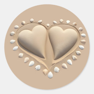 Strand Huwelijk Zand Harten- Ronde Sticker