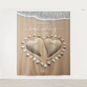 Strand Huwelijk Zand Harten Wandkleed (Voorkant)