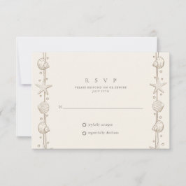 Strand Huwelijk Zand Schelp RSVP Kaartje