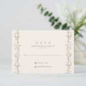 Strand Huwelijk Zand Schelp RSVP Kaartje (Staand voorkant)
