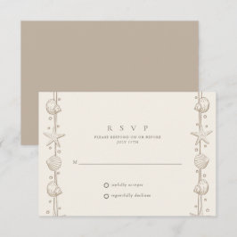 Strand Huwelijk Zand Schelp  RSVP Kaartje