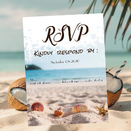 Strand Huwelijk,Zand,Schelpen RSVP Kaart