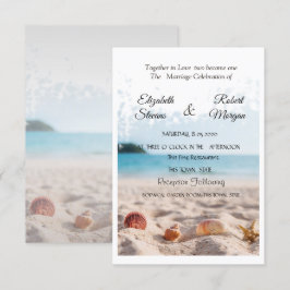Strand Huwelijk, Zand, Schelpen Uitnodiging