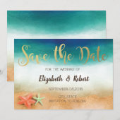 Strand Huwelijk, Zeester Bewaar De Datum Save The Date (Voorkant / Achterkant)