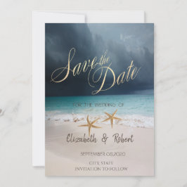 Strand Huwelijk, Zeesterren  Bewaar de Datum Save The Date