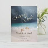 Strand Huwelijk, Zeesterren Bewaar de Datum Save The Date (Staand voorkant)
