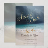Strand Huwelijk, Zeesterren Bewaar de Datum Save The Date (Voorkant / Achterkant)