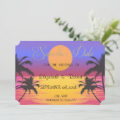 Strand Huwelijk Zonsondergang Bewaar de datum Save The Date (Staand voorkant)