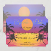 Strand Huwelijk Zonsondergang Bewaar de datum Save The Date (Voorkant / Achterkant)