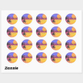 Strand Huwelijk Zonsondergang Ronde Sticker (Vel)