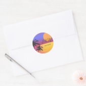 Strand Huwelijk Zonsondergang Ronde Sticker (Envelop)