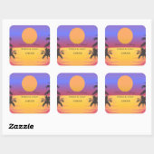 Strand Huwelijk Zonsondergang Vierkante Sticker (Vel)