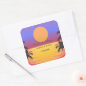 Strand Huwelijk Zonsondergang Vierkante Sticker (Envelop)
