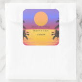 Strand Huwelijk Zonsondergang Vierkante Sticker (Tas)