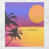 Strand Huwelijk Zonsondergang Wijn Etiket (Enkel label)