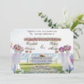 Strand Huwelijks Bloemen Uitnodiging (Staand voorkant)
