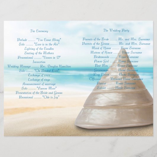 Strand Huwelijksceremonie Programma Flyer (Achterkant)