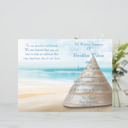 Strand Huwelijksceremonie Programma Flyer (Staand voorkant)