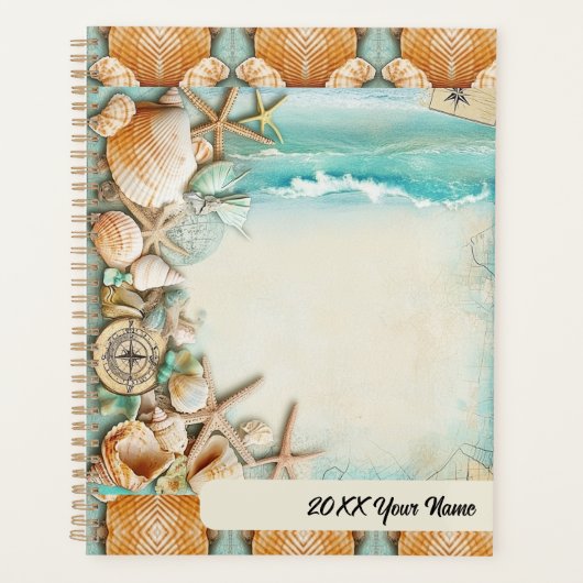 Strand huwelijksfeest schelpen planner (Voorkant)