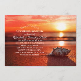 Strand Huwelijksjubileum Feest met Schelpen en Zon Kaart