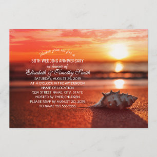 Strand Huwelijksjubileum Feest met Schelpen en Zon Kaart