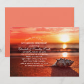 Strand Huwelijksjubileum Feest met Zonsondergang e Kaart (Voorkant / Achterkant)