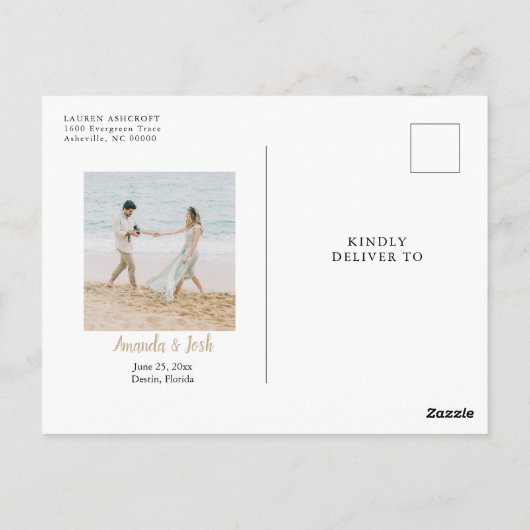 Strand huwelijkskalender Bewaar de datum Foto Briefkaart (Achterkant)