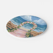 Strand Huwelijksplechtigheid Gang Bloemige Waterve Papieren Bordje (Gekanteld)