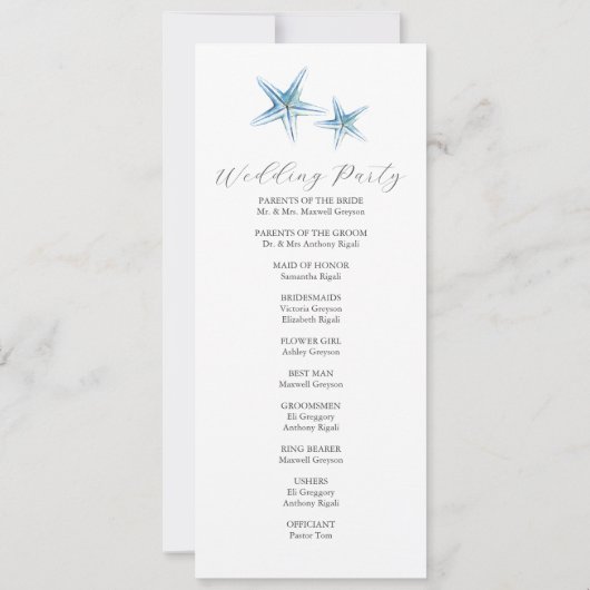 Strand Huwelijksprogramma Kaart (Achterkant)