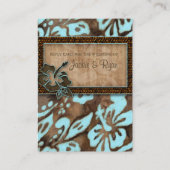 Strand Huwelijksreactie Kaarten Hibiscus Blauw Bru (Achterkant)
