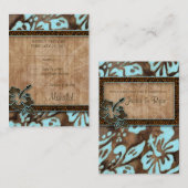 Strand Huwelijksreactie Kaarten Hibiscus Blauw Bru (Voorkant / Achterkant)