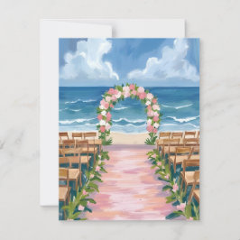 Strand Huwelijksstoet Bloemschildering in Waterver Bedankkaart