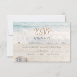 Strand Huwelijksuitnodiging Zee-/Oceaanbruiloft RSVP Kaartje