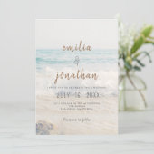 Strand Huwelijksuitnodiging Zeezijde/Oceaanzijde H Kaart (Staand voorkant)