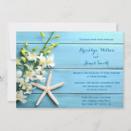 Strand Huwelijksuitnodigingen Met Zeester en Orchi Kaart