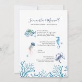 Strand Huwelijksuitnodigingen Waterverf Oceaan Kaart (Voorkant)