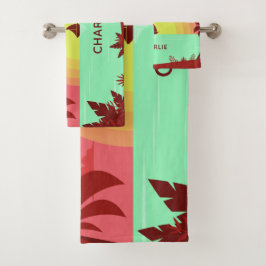 Strand Illustratie aangepaste naam handdoek set