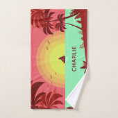Strand Illustratie aangepaste naam handdoek set (Handdoek)