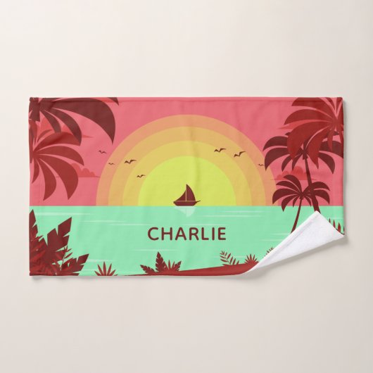 Strand Illustratie aangepaste naam handdoek set (Handdoek)