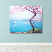 Strand in Biarritz, Frankrijk (door Kimon Loghi) Canvas Afdruk (Insitu (Houten vloer))