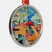 strand in Biarritz (Frankrijk) van Bedrich Feurste Metalen Ornament (Rechts)