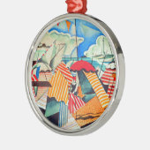 strand in Biarritz (Frankrijk) van Bedrich Feurste Metalen Ornament (Links)