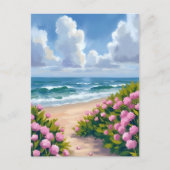 Strand in Bloei | Roze Hortensia Kust Briefkaart (Voorkant)
