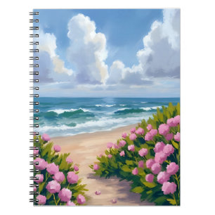 Strand in Bloei   Roze Hortensia Kust Notitieboek
