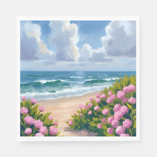 Strand in Bloei Roze Hortensia Kust Servet