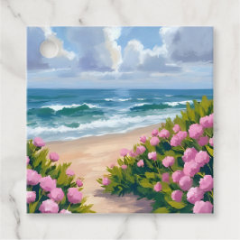 Strand in Bloei | Roze Hortensia Oceaanzijde Kust Bedankjes Labels