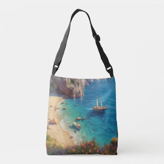 Strand in Griekenland Crossbody Tas (Achterkant)