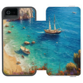 Strand in Griekenland Incipio iPhone Portemonnee Hoesje (Agenda Open)