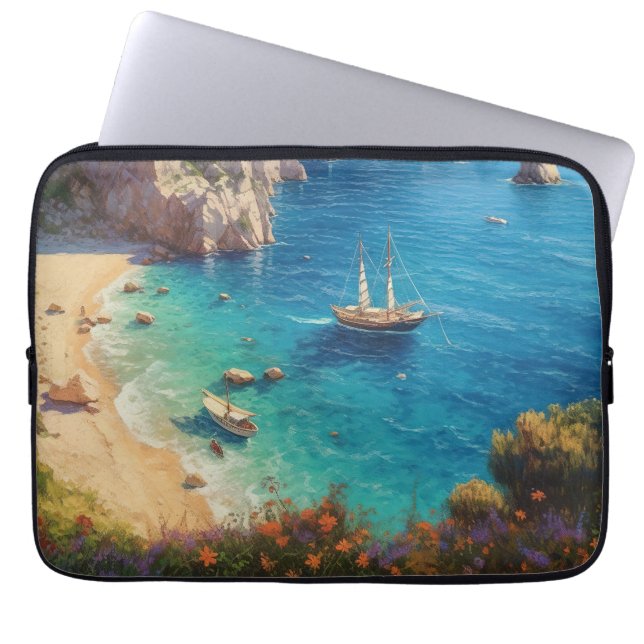 Strand in Griekenland Laptop Sleeve (Voorkant)