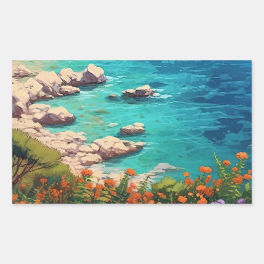 Strand in Griekenland Rechthoekige Sticker (Voorkant)